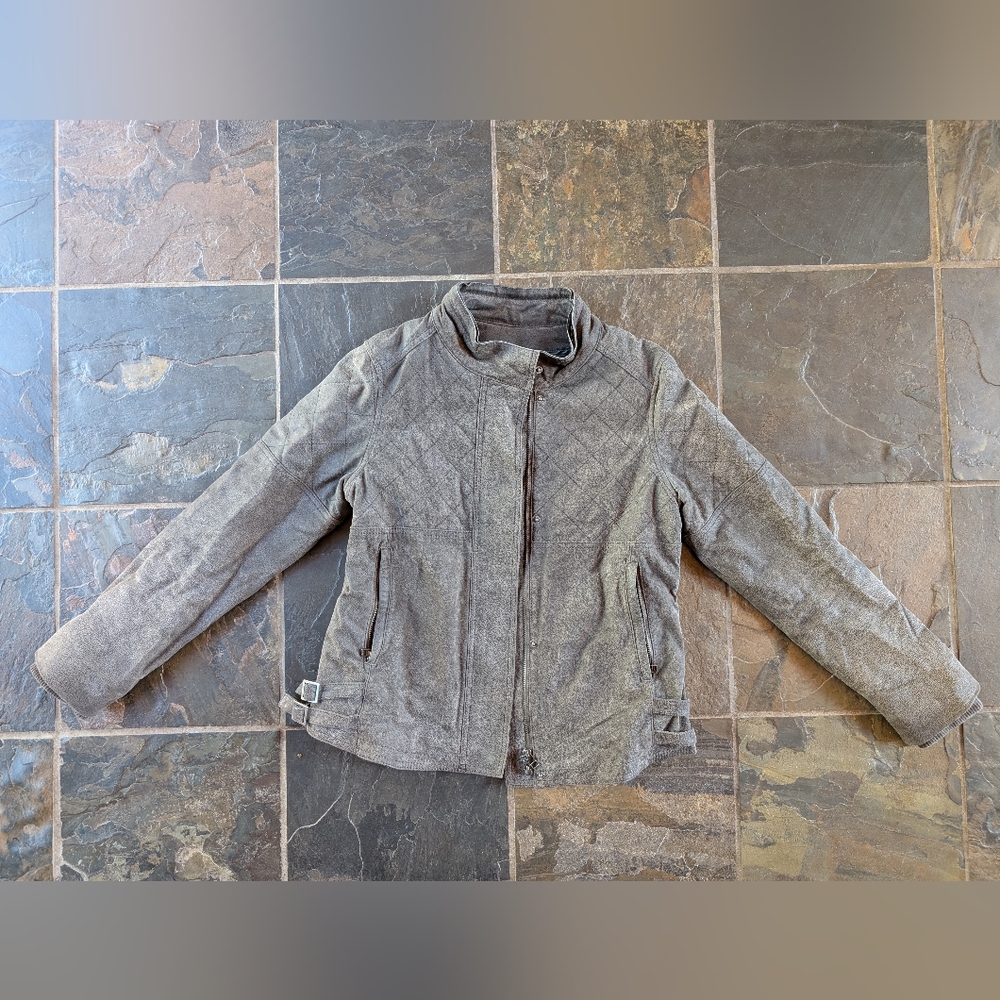 Danier Woman's Quilted Gray Leather Jacket